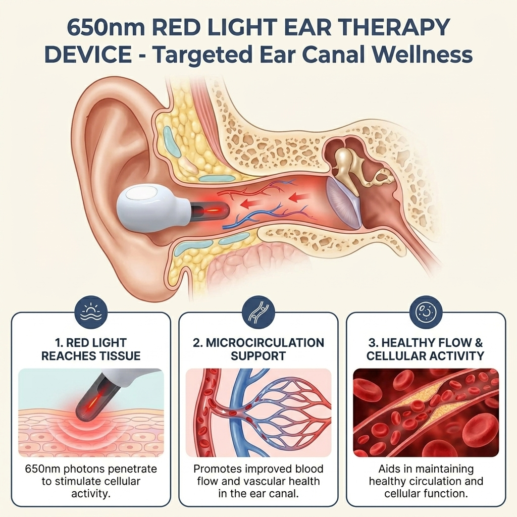 650nm red light ear therapy device — targeted ear canal wellness